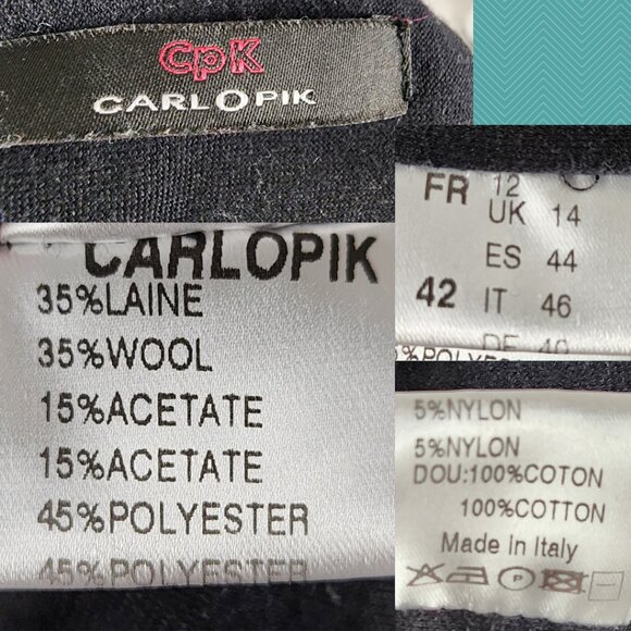 Carlopik Artsy Eclectic Wool Blend Knit Mixed Media Midi Dress - Picture 5 of 5